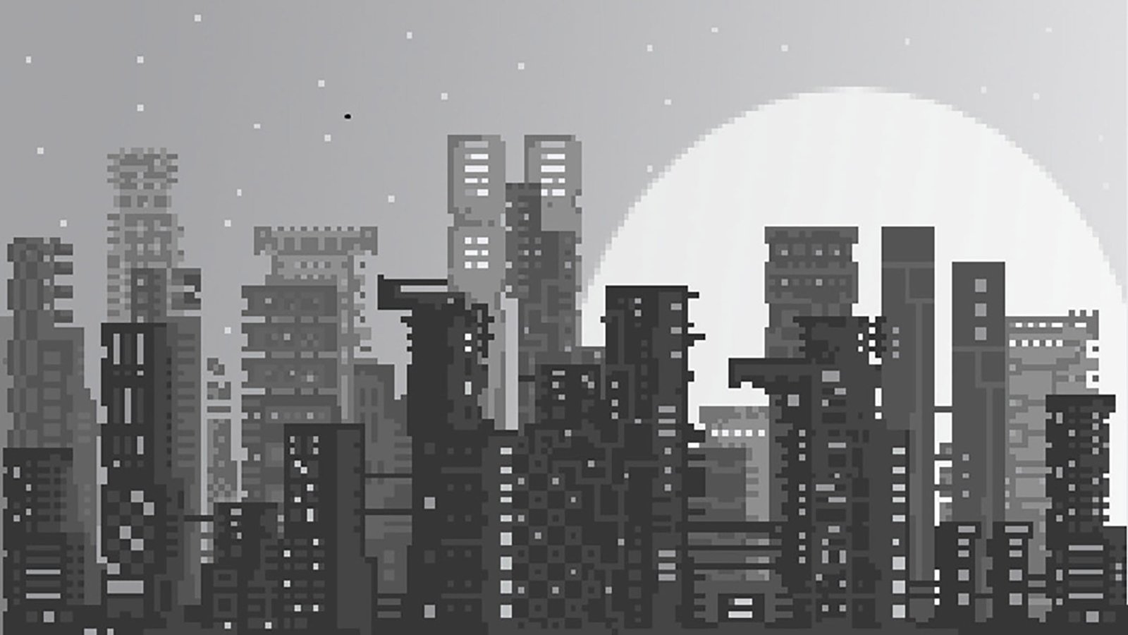 Пиксель арт серый город
