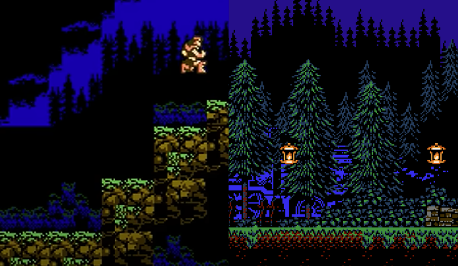 Castlevania III com alguns assets de Bloodstained Curse of the Moon